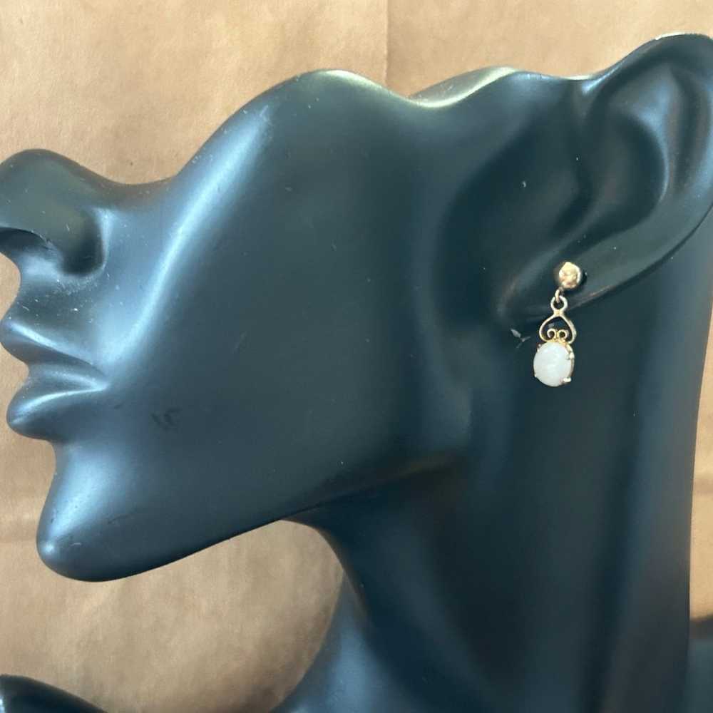 Vintage 12k Yellow Gold Faux Opal Drop Dangly Pie… - image 2