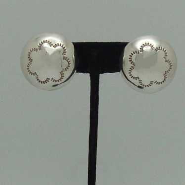 Vintage Sterling Silver Dome Earrings pierced unsi