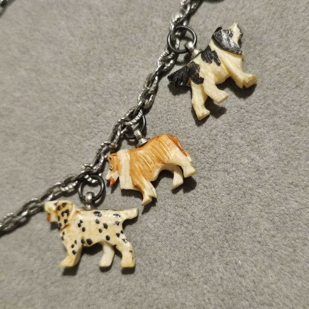 Vintage Carved Celluloid Dog Puppy Charm Bracelet… - image 5
