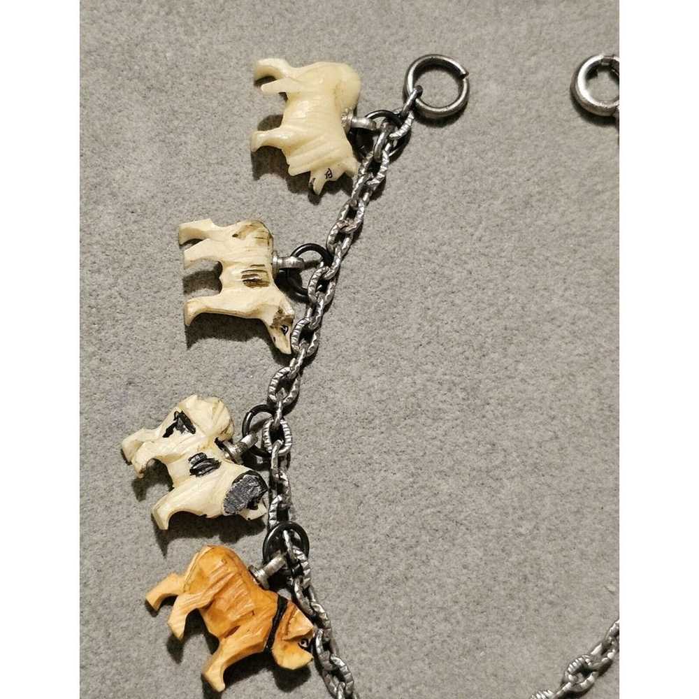 Vintage Carved Celluloid Dog Puppy Charm Bracelet… - image 9
