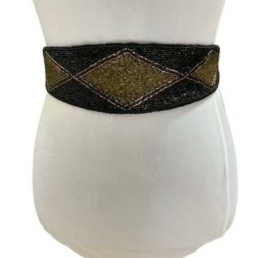 Vintage Frances Henaghan Belt Tie Waist Black Yel… - image 1