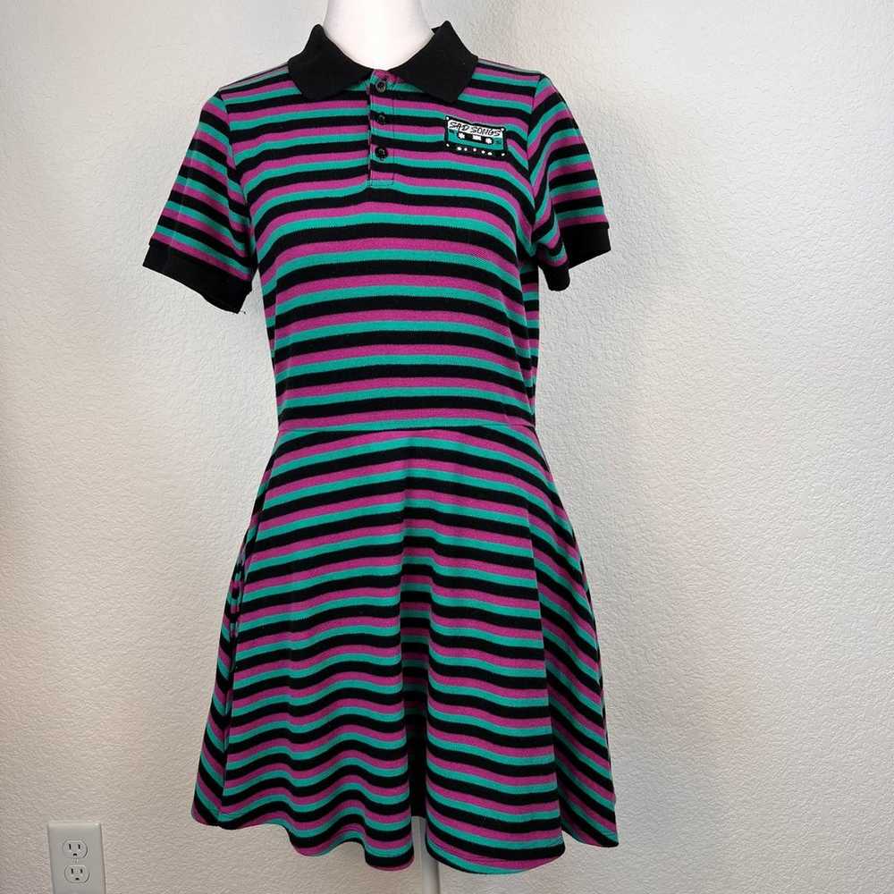 HOT TOPIC Dress WOMENS Small Stripped Pink Black … - image 1