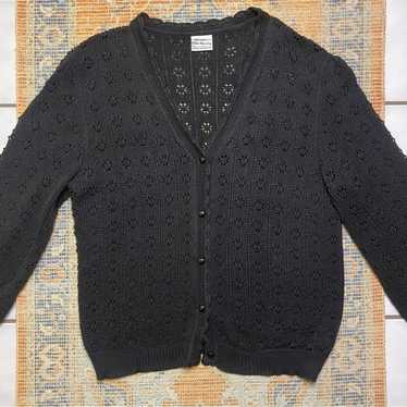 VTG Miller Weaving Crochet Woven Button Up V-Neck 