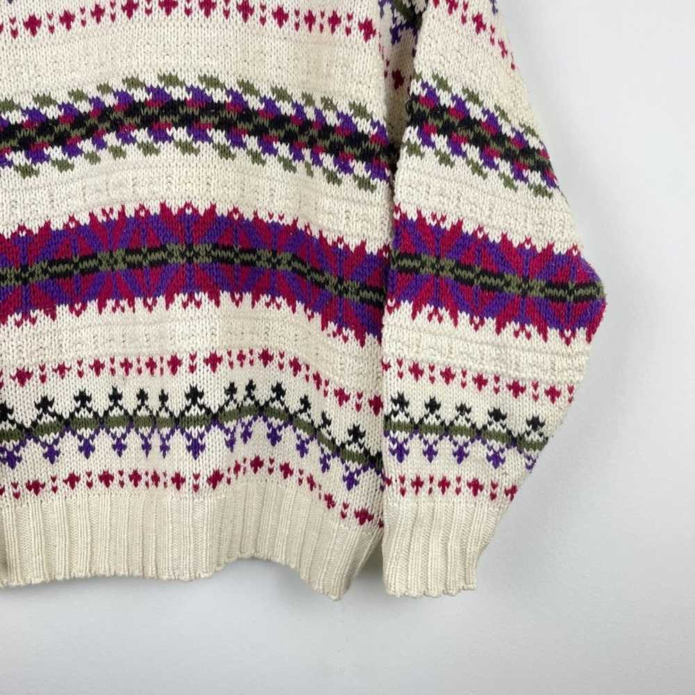 90s Isle Of Cotton Sweater - Vintage Knit Striped… - image 2