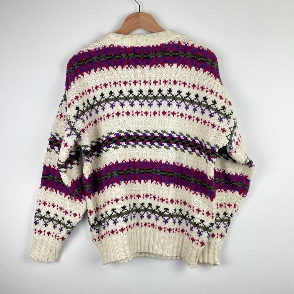 90s Isle Of Cotton Sweater - Vintage Knit Striped… - image 4