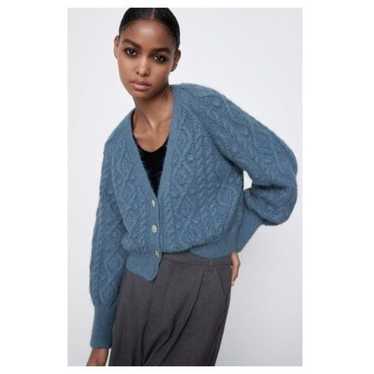Vintage ZARA Women Jewel Button Cable Knit Cardig… - image 1