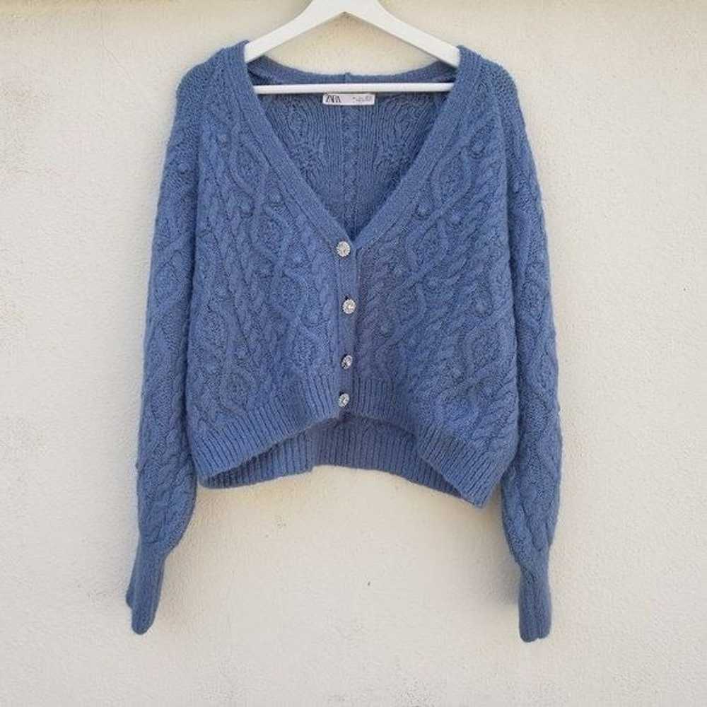 Vintage ZARA Women Jewel Button Cable Knit Cardig… - image 2