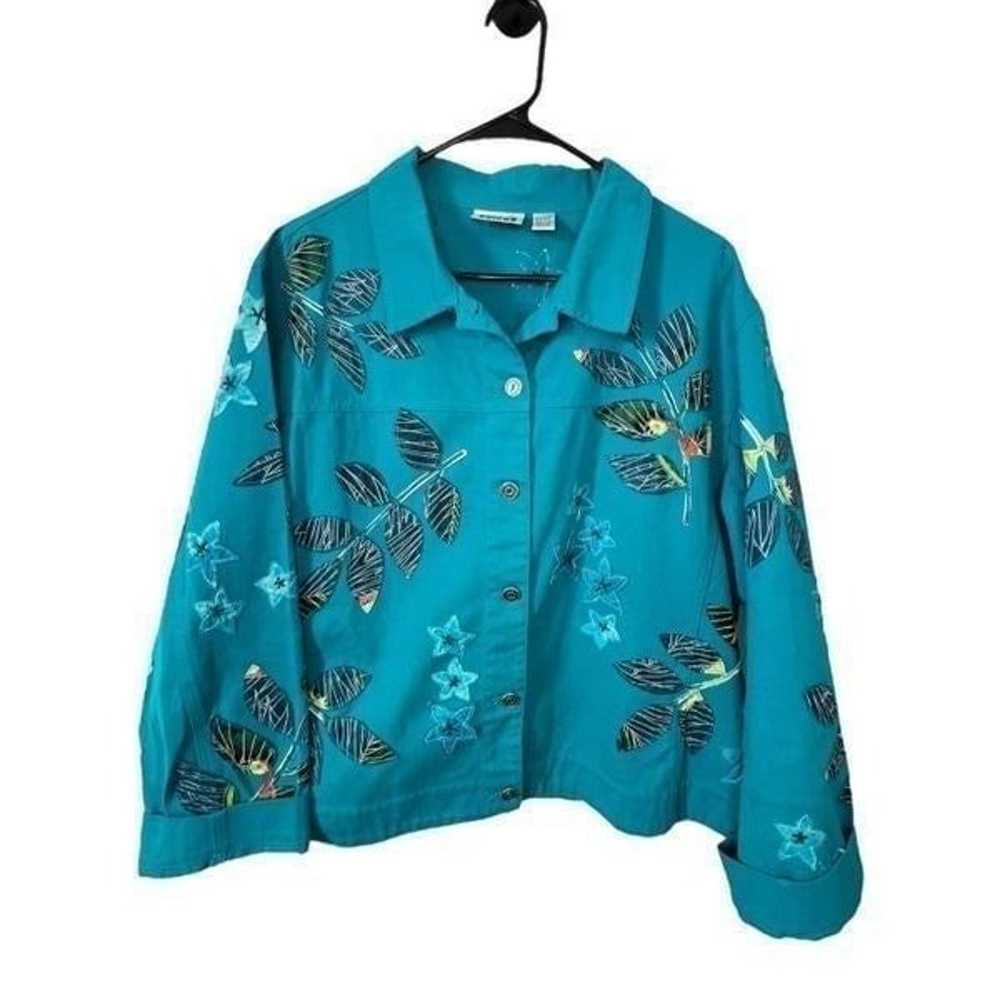 Vintage Chico’s Silk Embroidered Floral Jacket - image 1