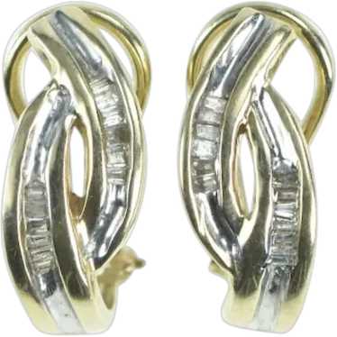 10K Baguette Diamond Vintage Curvy Hoop Earrings Y
