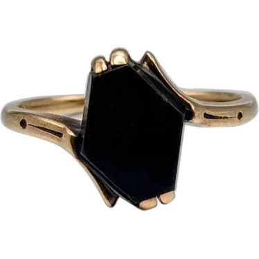 Yellow Gold 10k Black Onyx Ring Womens Midnight Bl