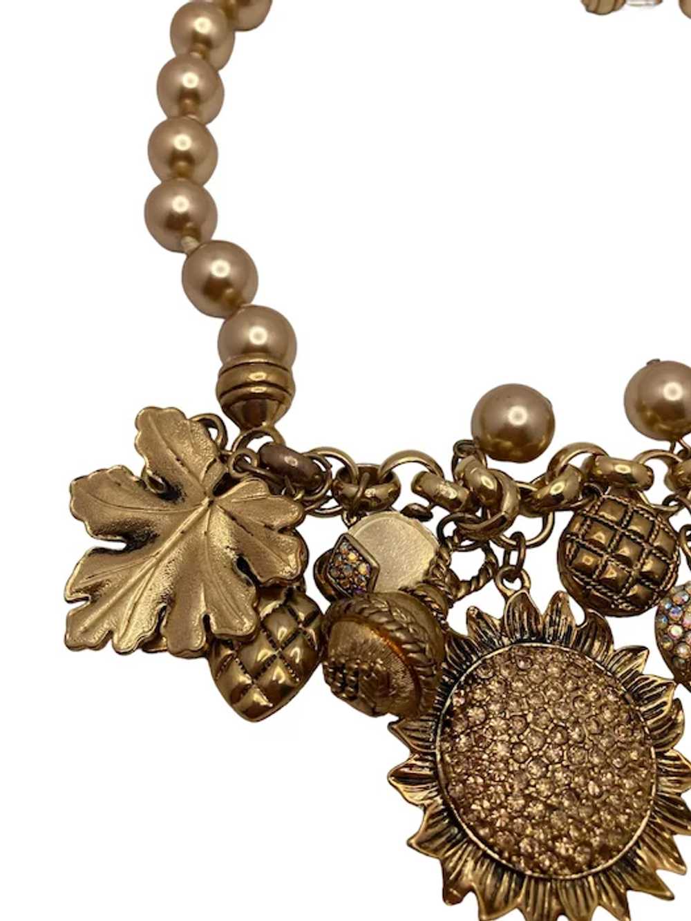 Gorgeous Gold Tone and Rhinestone Charm Necklace - image 8
