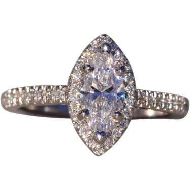 Marquise Cut Natural Diamond Engagement Ring
