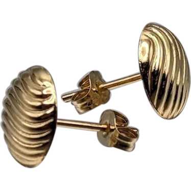 14k Yellow Gold Button Earrings. 14k Gold Stud Ea… - image 1