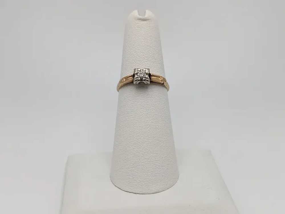 Vintage 1940s 14k Diamond Solitaire Engagement Ri… - image 2