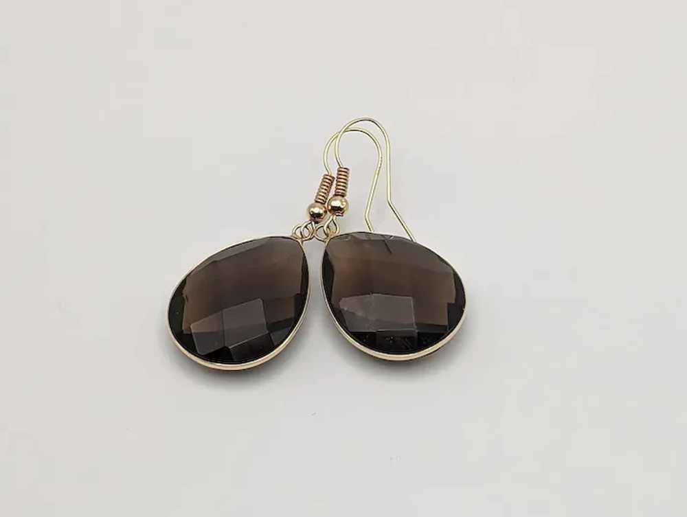 14k Brown Smoky Topaz Pear Shape Earrings. 14k Ye… - image 8