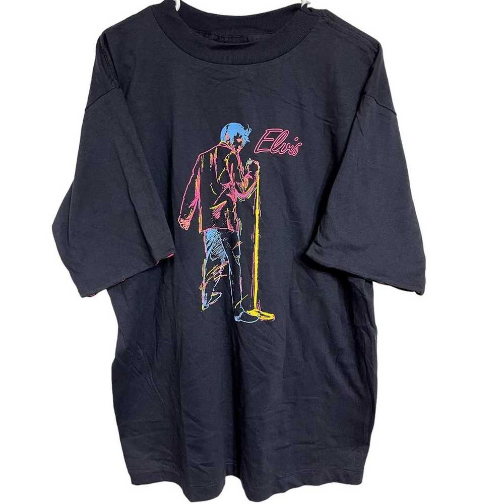 Vintage Single Stitch Neon Elvis Presley Shirt Si… - image 1