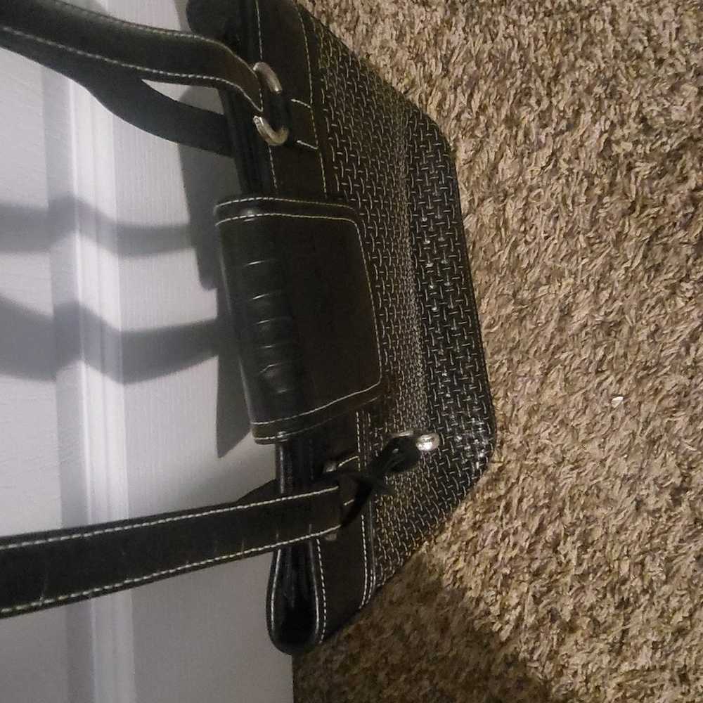 BRIGHTON Black Woven Leather Shoulder Bag Handbag… - image 10