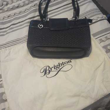 BRIGHTON Black Woven Leather Shoulder Bag Handbag… - image 1