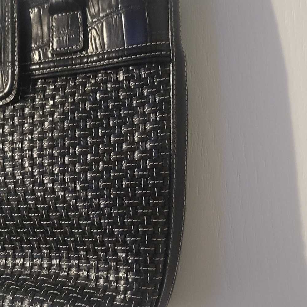 BRIGHTON Black Woven Leather Shoulder Bag Handbag… - image 4