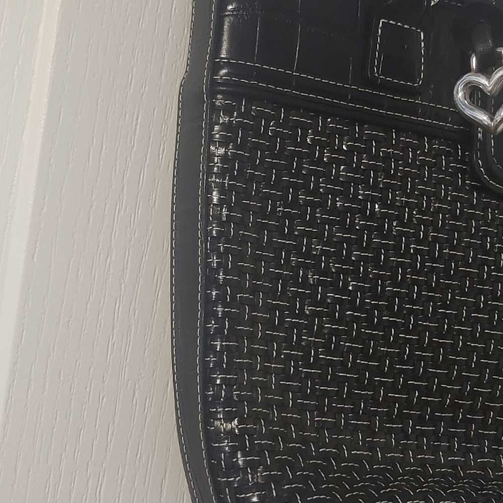 BRIGHTON Black Woven Leather Shoulder Bag Handbag… - image 5