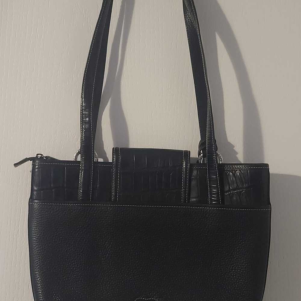 BRIGHTON Black Woven Leather Shoulder Bag Handbag… - image 8
