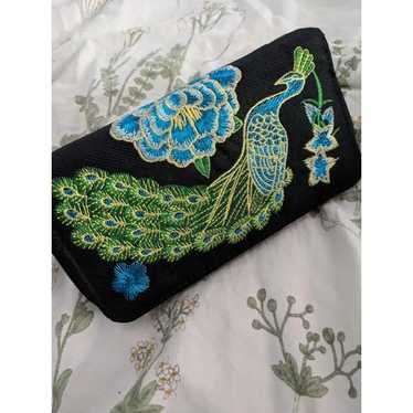 Embroidered Peacock Wallet