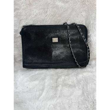 Vintage Burberrys black leather crossbody bag sil… - image 1