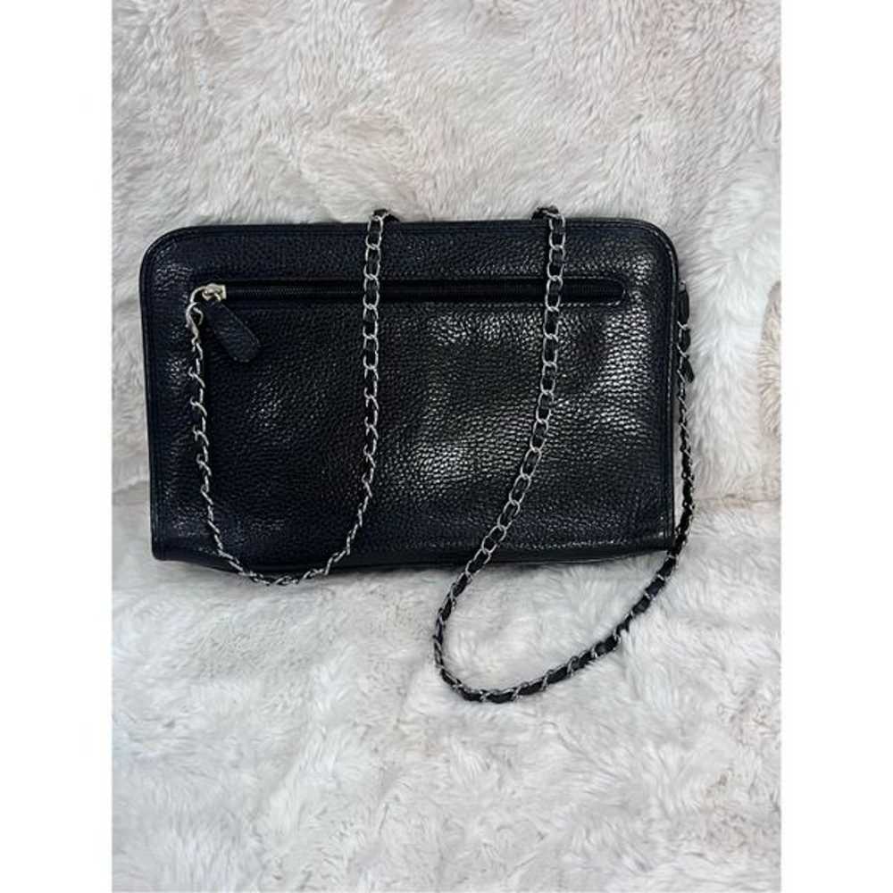 Vintage Burberrys black leather crossbody bag sil… - image 3
