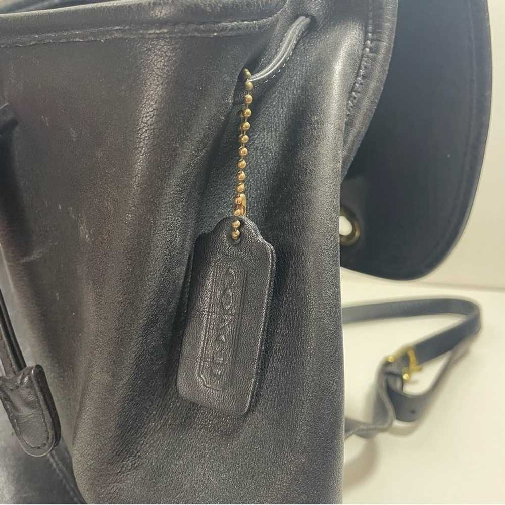 Vintage Coach Drawstring Black Leather Backpack 9… - image 12