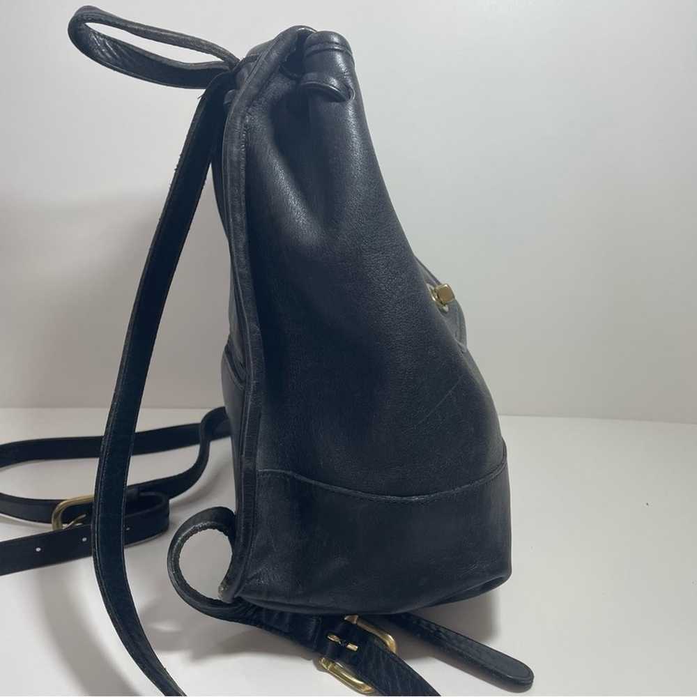 Vintage Coach Drawstring Black Leather Backpack 9… - image 5