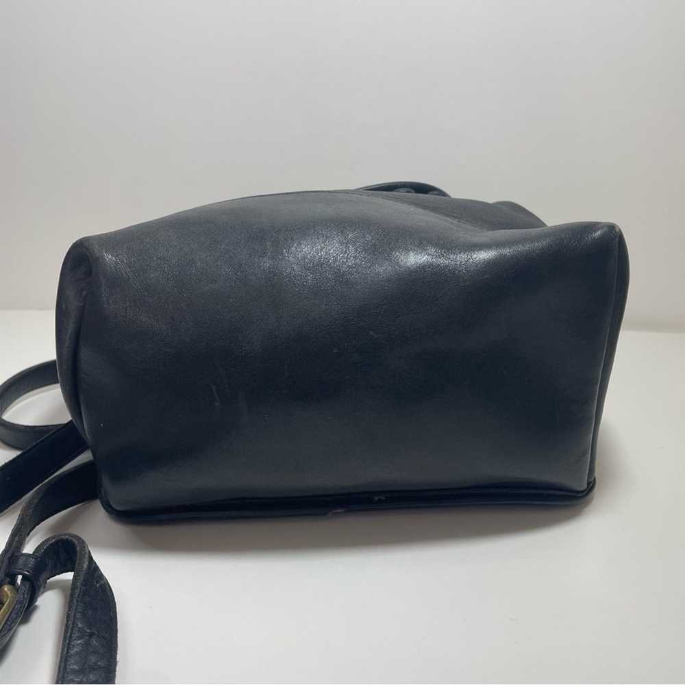 Vintage Coach Drawstring Black Leather Backpack 9… - image 6