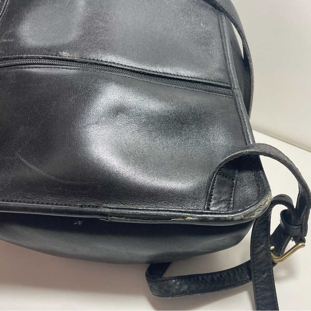 Vintage Coach Drawstring Black Leather Backpack 9… - image 7