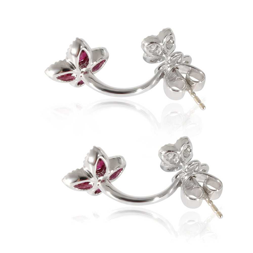 Other 18K White Gold Diamond & Ruby Flower Drop E… - image 3