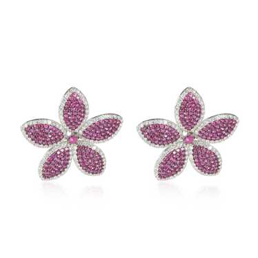 Other Ruby Diamond Five Petal Flower Earrings in 1