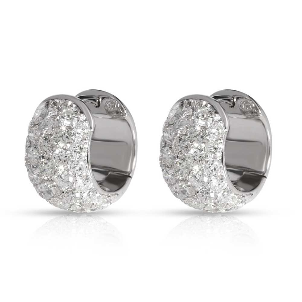 Other Pave Diamond Huggie Earrings in 18K White G… - image 2