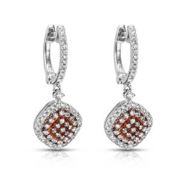 Other Pave Diamond Drop Earrings in 18Kt Two Tone… - image 1