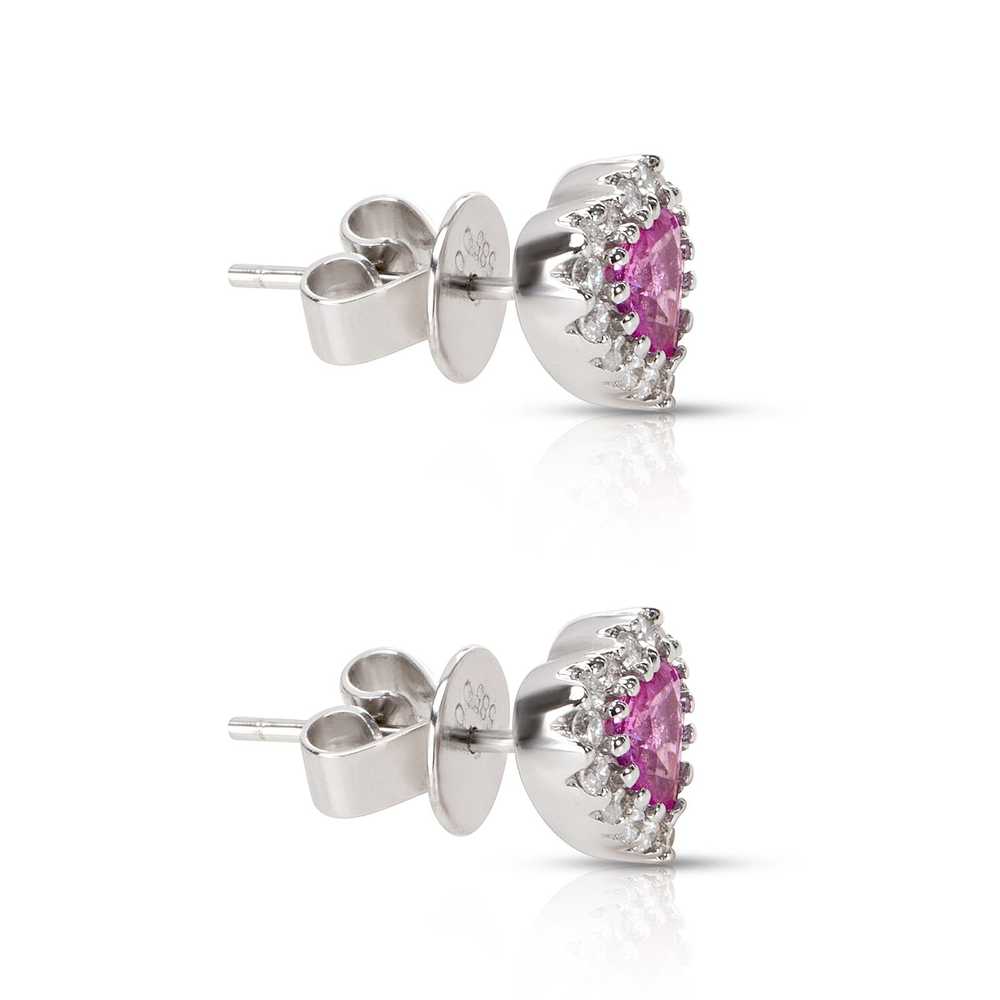 Other Heart Shape Pink Sapphire & Diamond Earring… - image 2