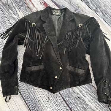 Vintage sale Black Fringe Suede Jacket