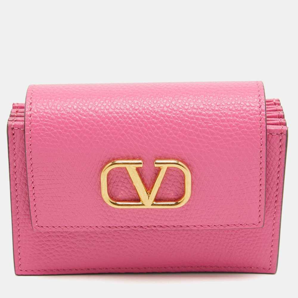 Valentino VALENTINO Pink Leather VLogo Accordion … - image 1