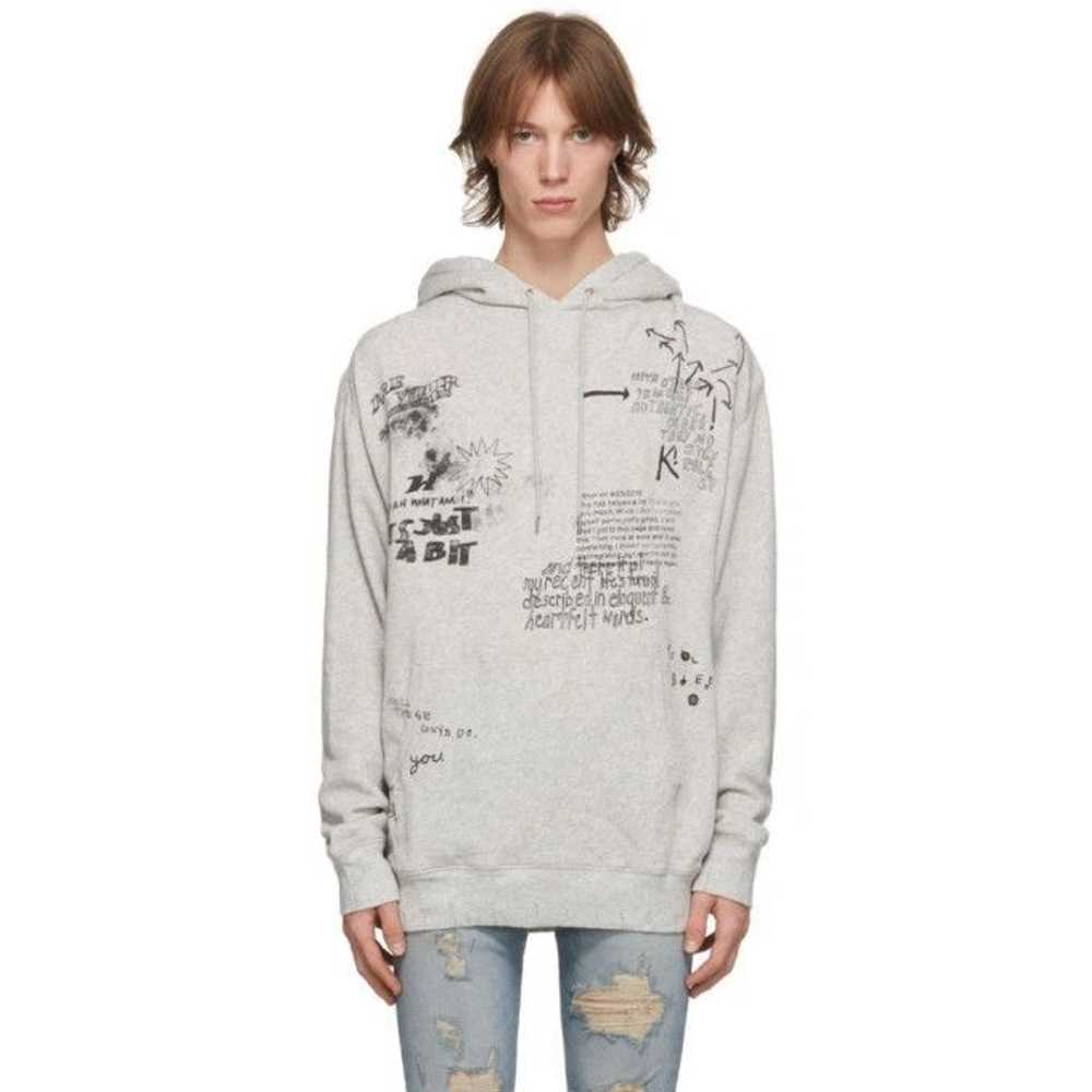 R13 *RARE* R13 SS18 DISTRESSED DOODLE HOODIE HEAT… - image 1