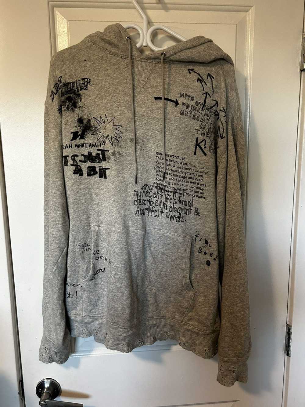 R13 *RARE* R13 SS18 DISTRESSED DOODLE HOODIE HEAT… - image 3
