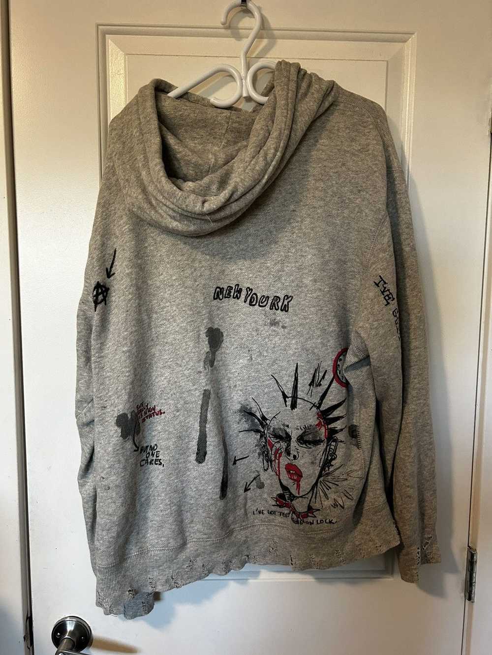 R13 *RARE* R13 SS18 DISTRESSED DOODLE HOODIE HEAT… - image 4