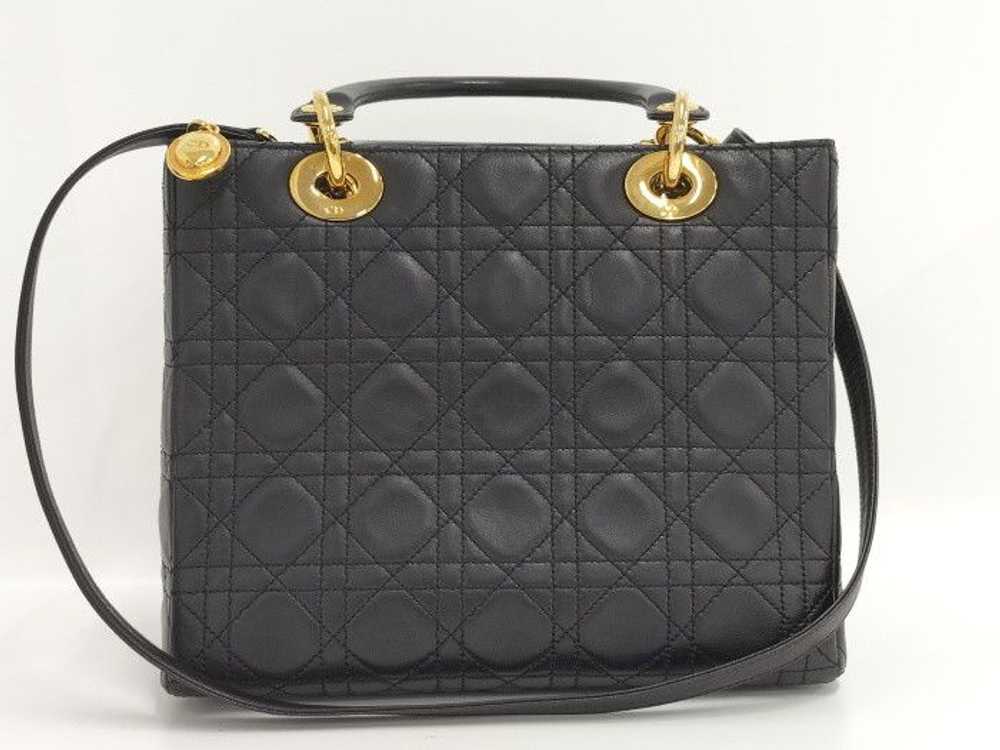 Dior Christian Dior 2way Handbag Gold Hardware Le… - image 2