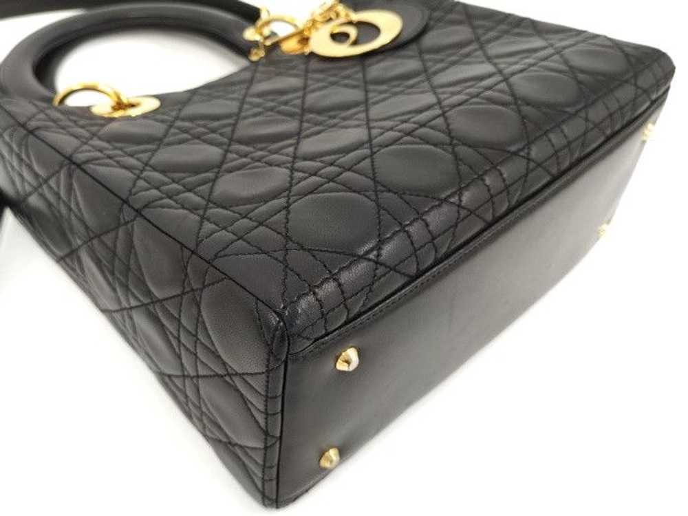 Dior Christian Dior 2way Handbag Gold Hardware Le… - image 3