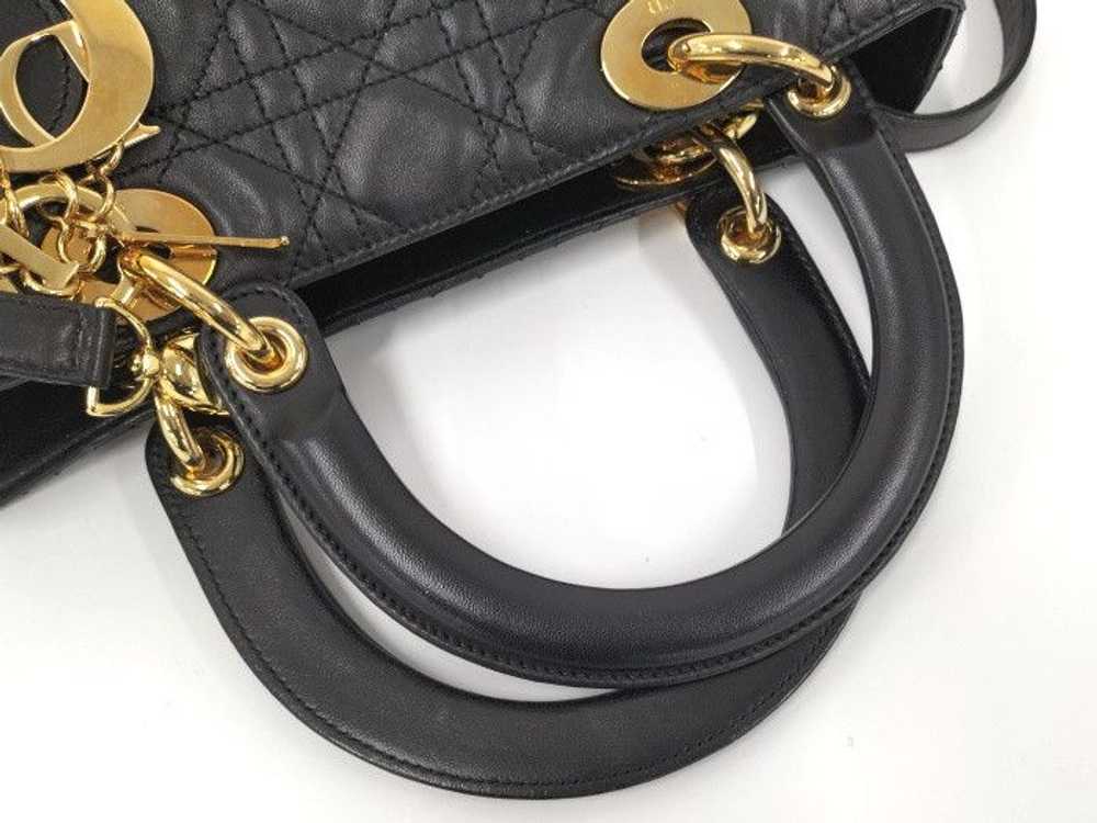 Dior Christian Dior 2way Handbag Gold Hardware Le… - image 4