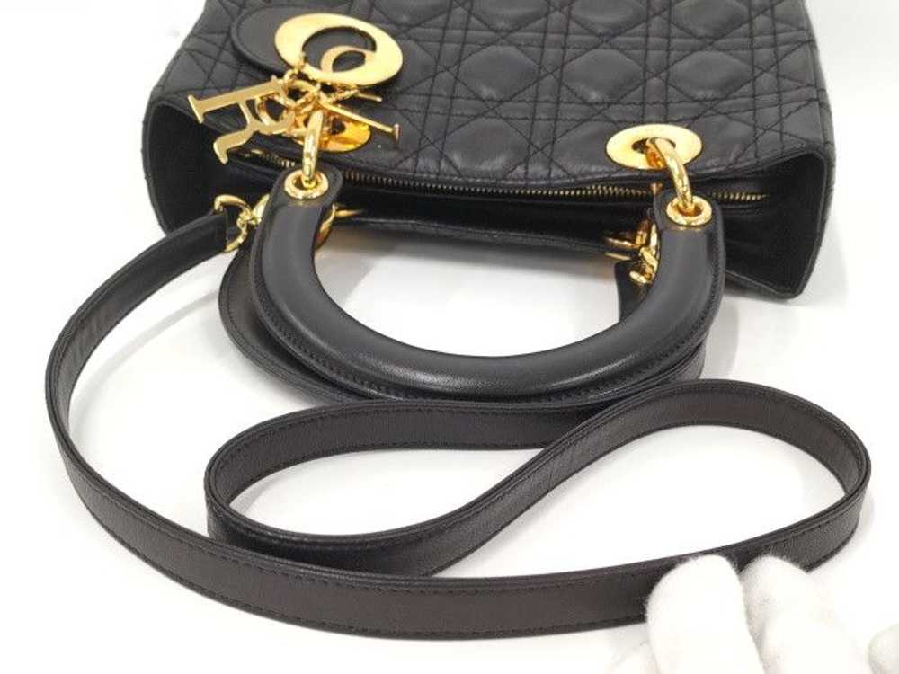 Dior Christian Dior 2way Handbag Gold Hardware Le… - image 5