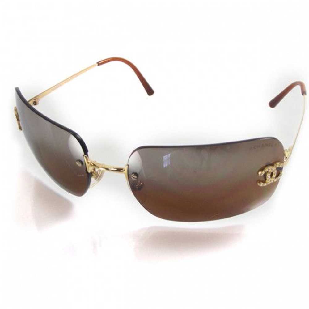 Chanel Chanel CC Logo Gold Brown Tinted Sunglasse… - image 2
