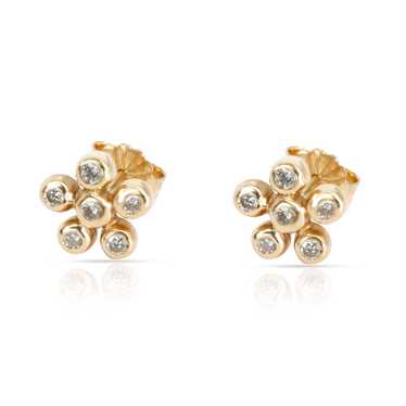 Other Flower Stud Diamond Earring in 14k Yellow G… - image 1