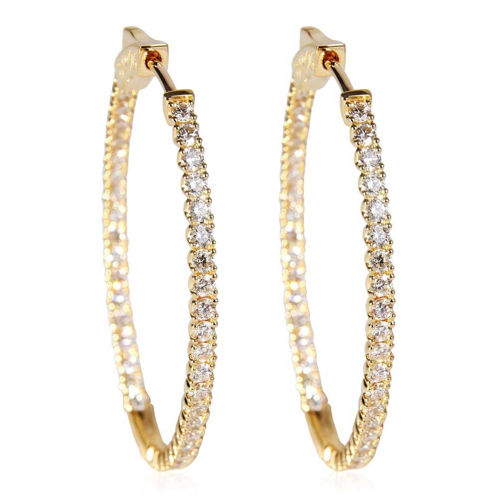 Other Diamond Oval Hoop Earring in 18k Yellow Gol… - image 1