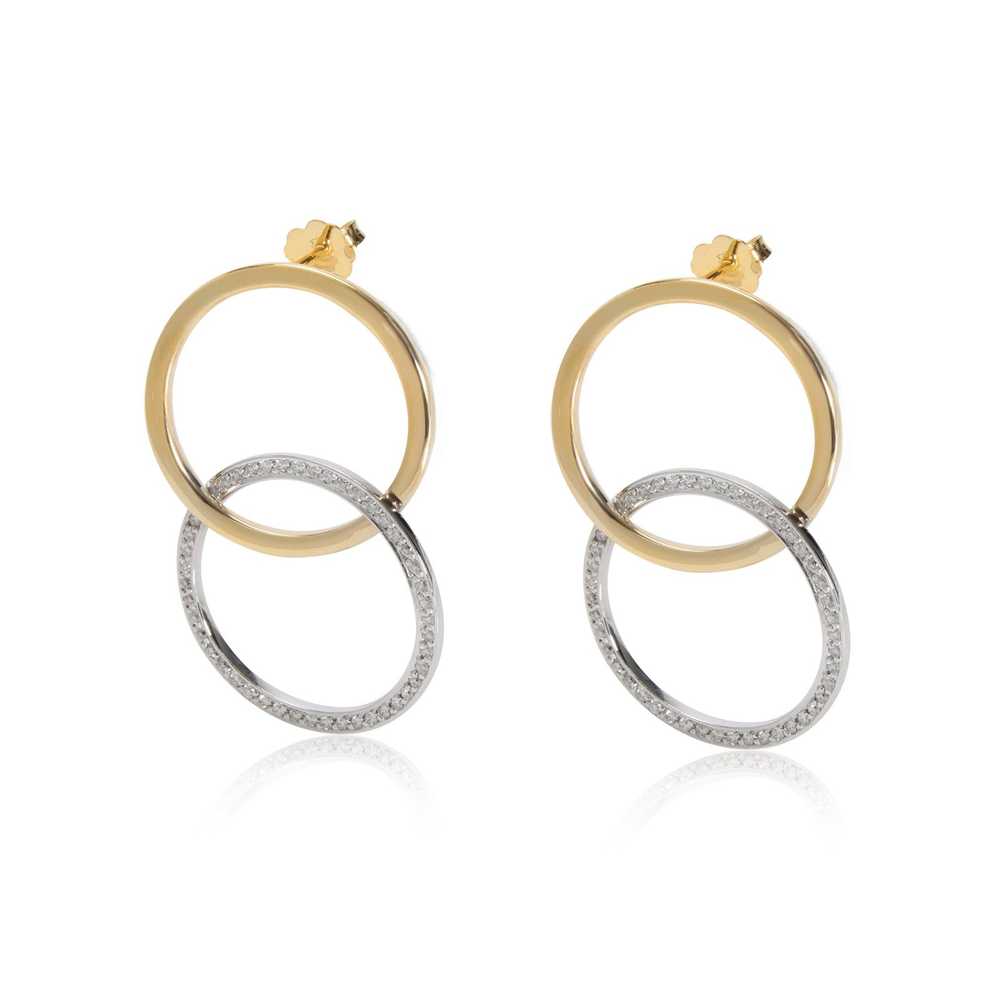 Other Diamond Interlocking Earrings in 18K 2 Tone… - image 1